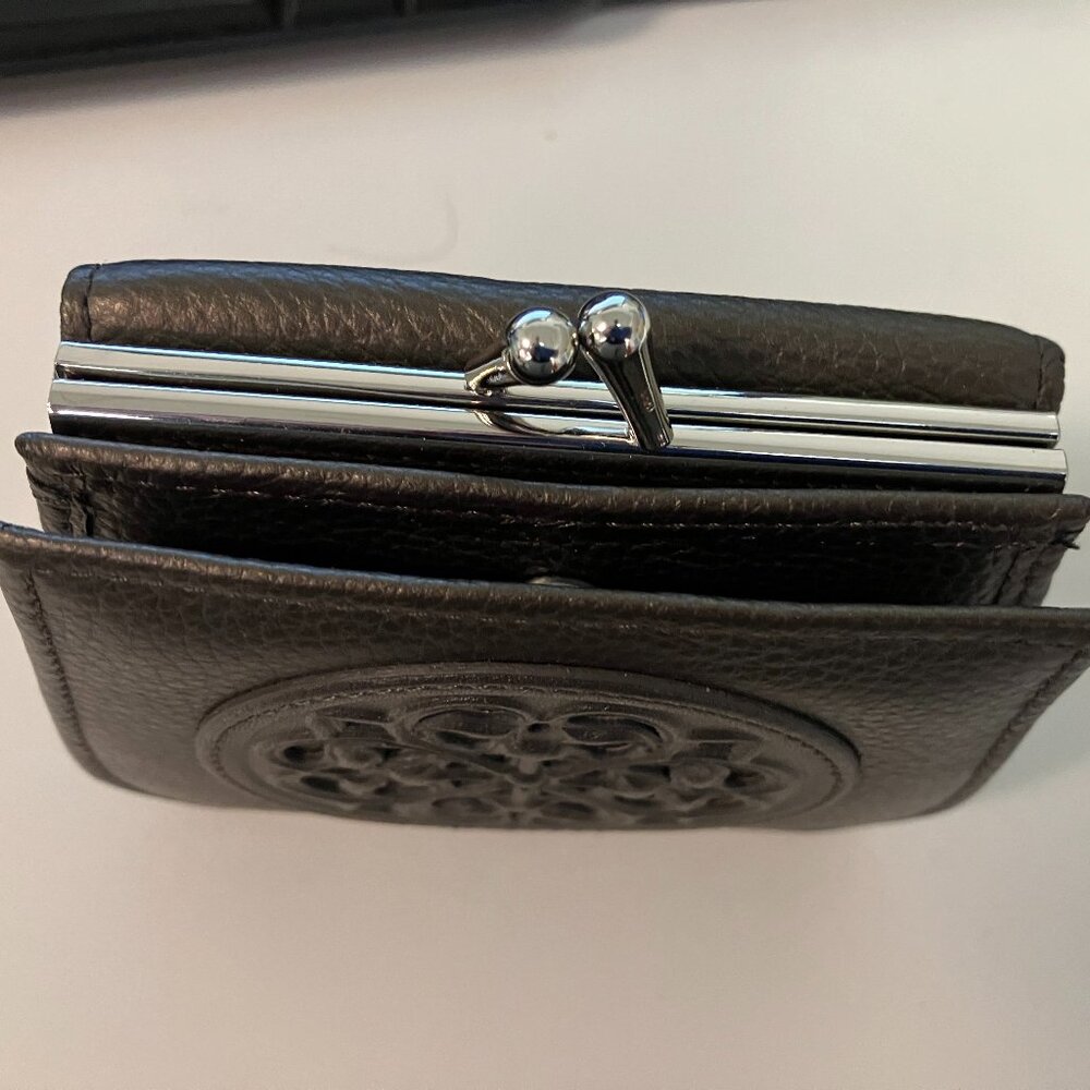 Brighton Dark Leather Wallet with Ornate Pattern - Picture 2 of 10